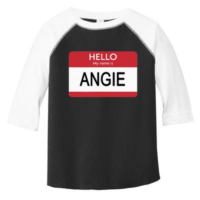 Hello My Name Is Angie Name Tag Toddler Fine Jersey T-Shirt