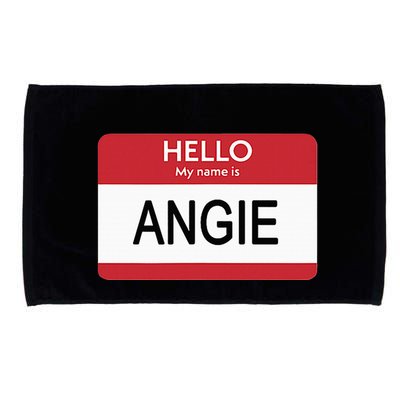 Hello My Name Is Angie Name Tag Microfiber Hand Towel
