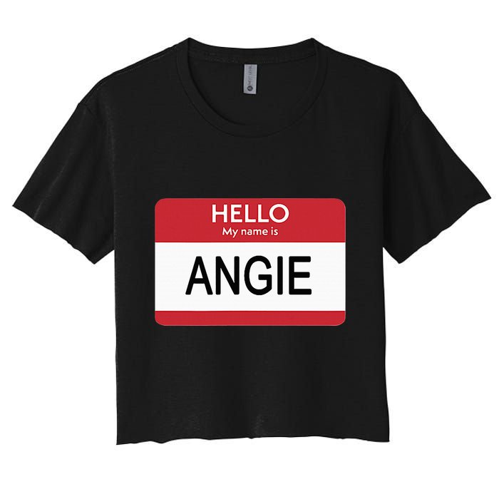 Hello My Name Is Angie Name Tag Crop Top