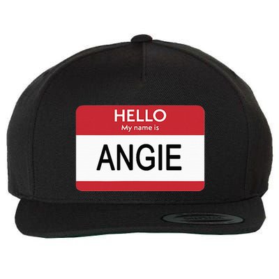 Hello My Name Is Angie Name Tag Wool Snapback Cap