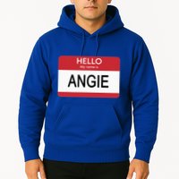 Hello My Name Is Angie Name Tag Hoodie