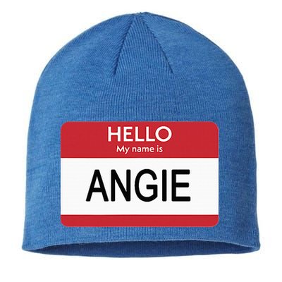 Hello My Name Is Angie Name Tag Sustainable Beanie