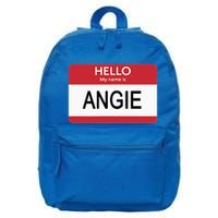 Hello My Name Is Angie Name Tag 16 in Basic Backpack