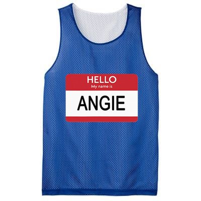 Hello My Name Is Angie Name Tag Mesh Reversible Basketball Jersey Tank