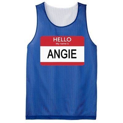 Hello My Name Is Angie Name Tag Mesh Reversible Basketball Jersey Tank