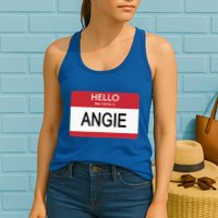 Hello My Name Is Angie Name Tag Womens Tank Top