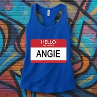 Hello My Name Is Angie Name Tag Womens Tank Top