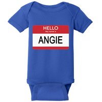 Hello My Name Is Angie Name Tag Baby Bodysuit