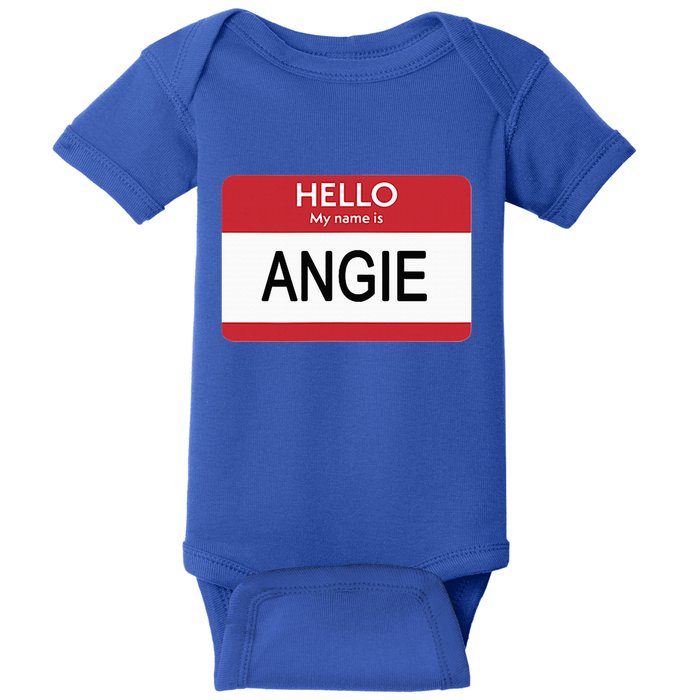Hello My Name Is Angie Name Tag Baby Bodysuit