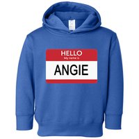 Hello My Name Is Angie Name Tag Toddler Hoodie