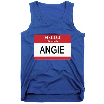 Hello My Name Is Angie Name Tag Tank Top