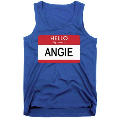 Hello My Name Is Angie Name Tag Tank Top