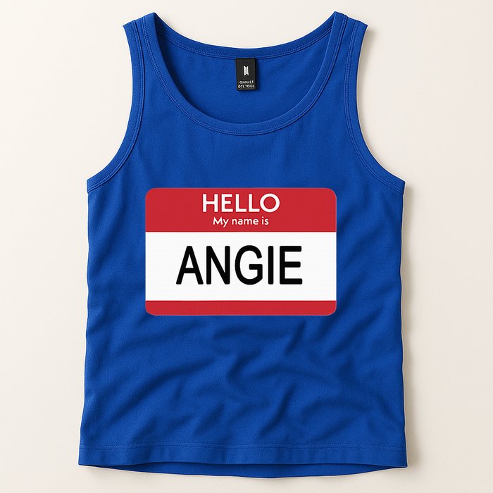 Hello My Name Is Angie Name Tag Tank Top