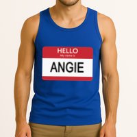 Hello My Name Is Angie Name Tag Tank Top
