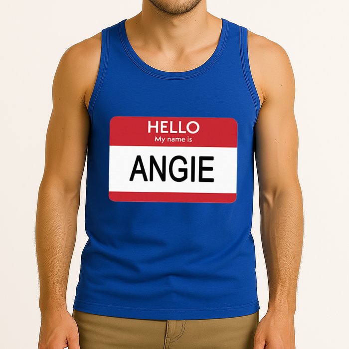Hello My Name Is Angie Name Tag Tank Top