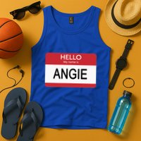 Hello My Name Is Angie Name Tag Tank Top