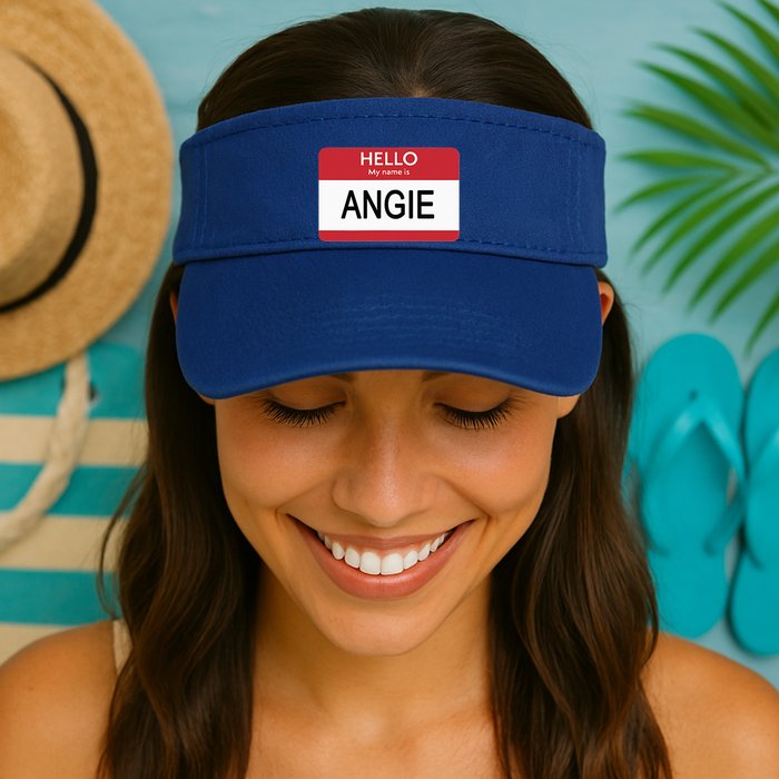 Hello My Name Is Angie Name Tag Visor