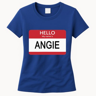 Hello My Name Is Angie Name Tag Womens T-Shirt