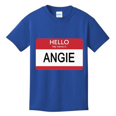 Hello My Name Is Angie Name Tag Kids T-Shirt