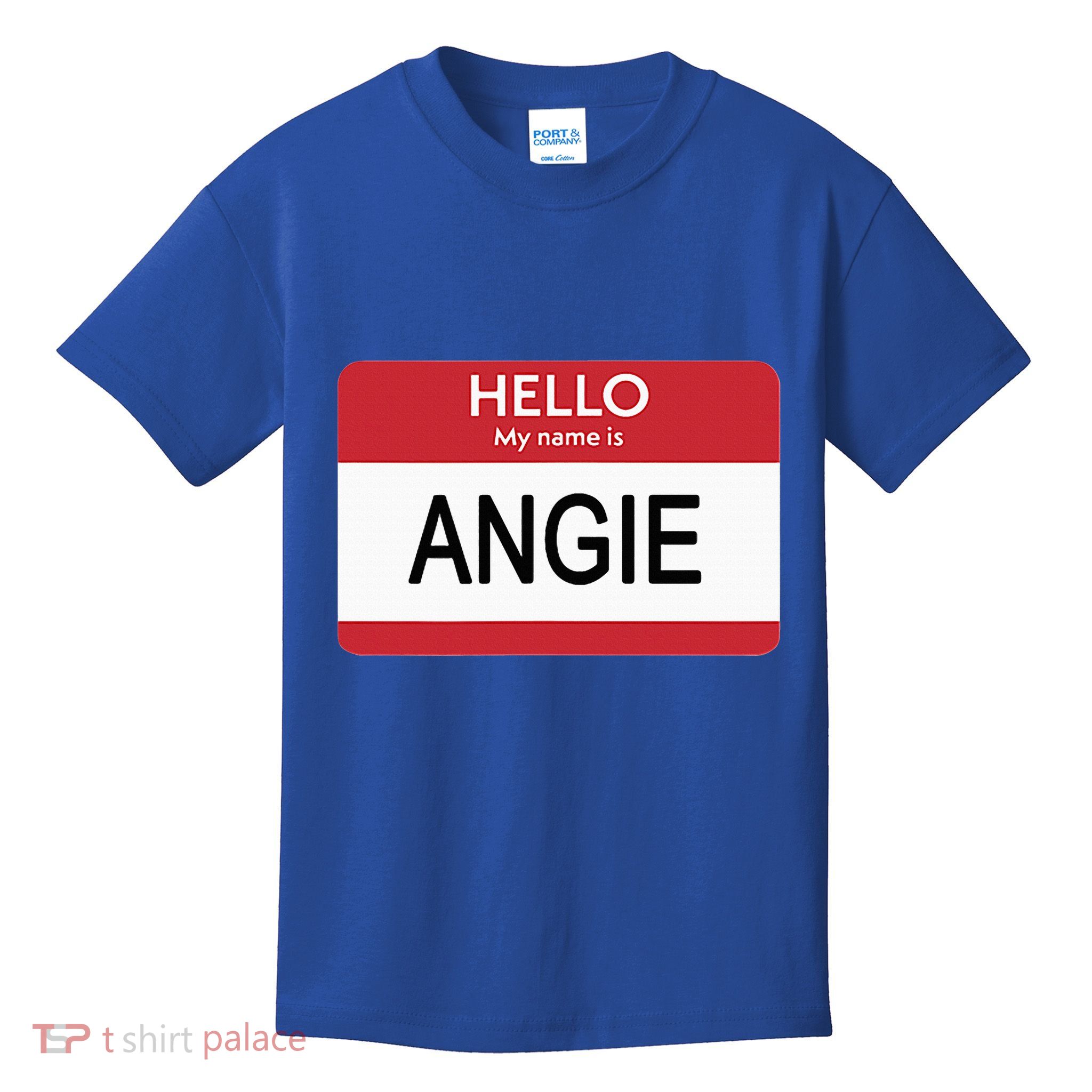 Hello My Name Is Angie Name Tag Kids T-Shirt