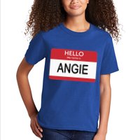 Hello My Name Is Angie Name Tag Kids T-Shirt