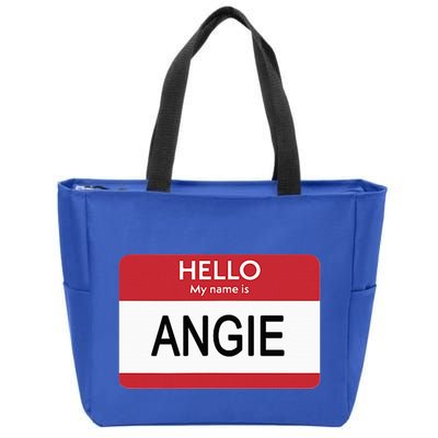 Hello My Name Is Angie Name Tag Zip Tote Bag