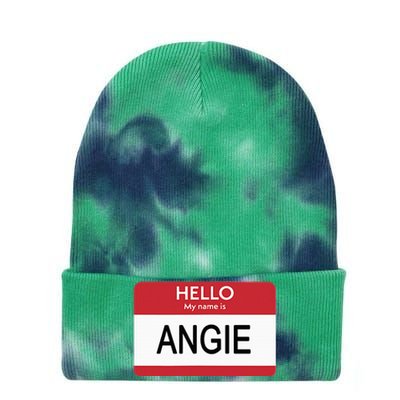 Hello My Name Is Angie Name Tag Tie Dye 12in Knit Beanie