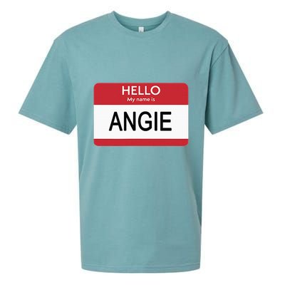 Hello My Name Is Angie Name Tag Sueded Cloud Jersey T-Shirt