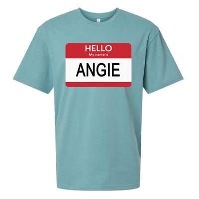 Hello My Name Is Angie Name Tag Sueded Cloud Jersey T-Shirt