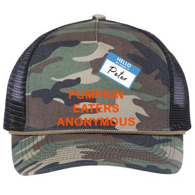 Hello My Name Is Peter Pumpkin Eaters Anonymous Retro Rope Trucker Hat Cap