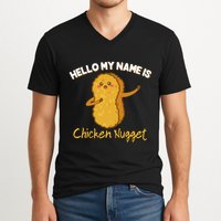 Hello My Name Is Chicken Nugget Costume Chicken V-Neck T-Shirt