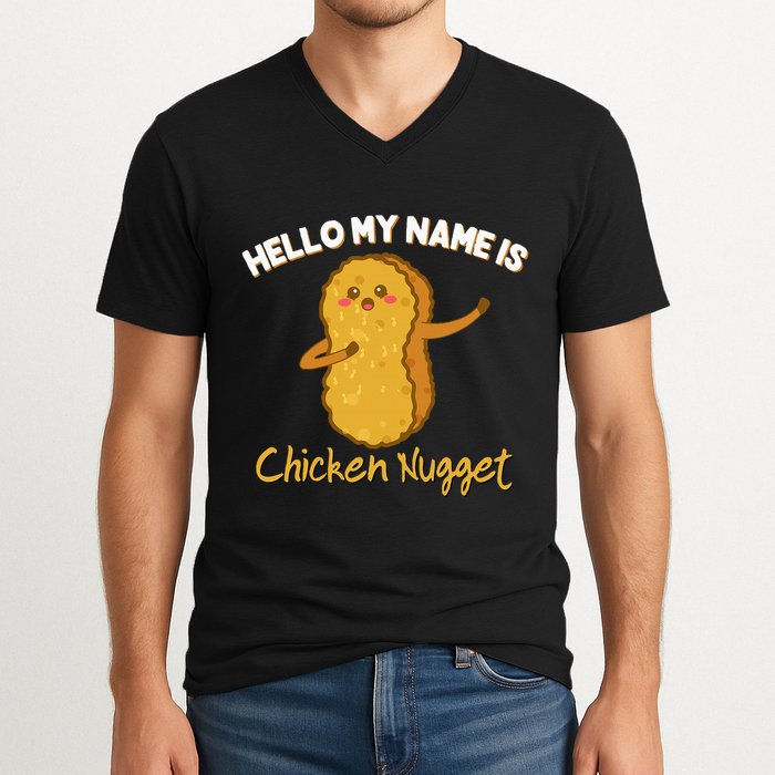 Hello My Name Is Chicken Nugget Costume Chicken V-Neck T-Shirt