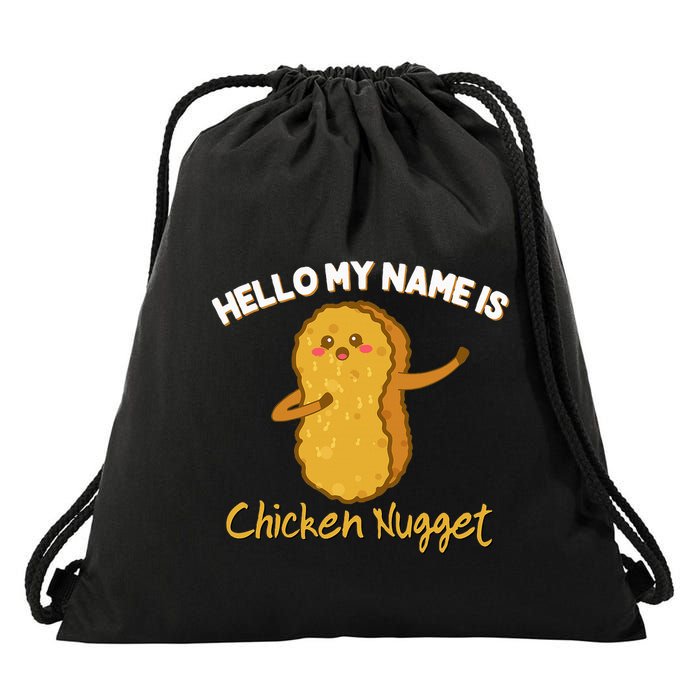 Hello My Name Is Chicken Nugget Costume Chicken Drawstring Bag
