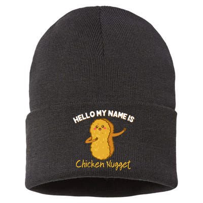 Hello My Name Is Chicken Nugget Costume Chicken Sustainable Knit Beanie