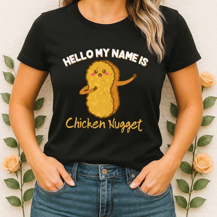 Hello My Name Is Chicken Nugget Costume Chicken Womens T-Shirt