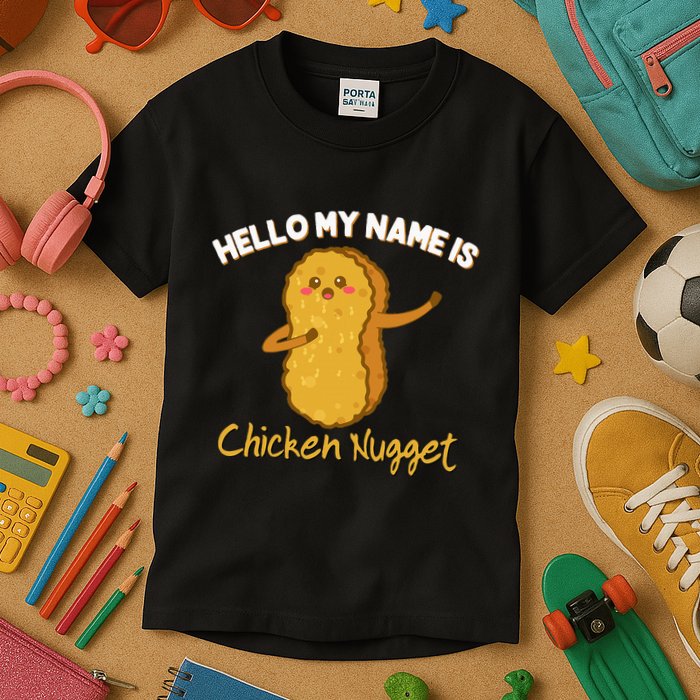 Hello My Name Is Chicken Nugget Costume Chicken Kids T-Shirt