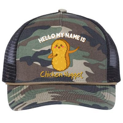 Hello My Name Is Chicken Nugget Costume Chicken Retro Rope Trucker Hat Cap