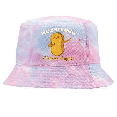 Hello My Name Is Chicken Nugget Costume Chicken Tie-Dyed Bucket Hat