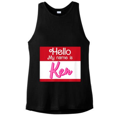 Hello My Name Is Ken Halloween Funny Name Tag Personalized Ladies PosiCharge Tri-Blend Wicking Tank