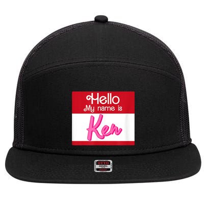 Hello My Name Is Ken Halloween Funny Name Tag Personalized 7 Panel Mesh Trucker Snapback Hat