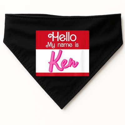 Hello My Name Is Ken Halloween Funny Name Tag Personalized USA-Made Doggie Bandana