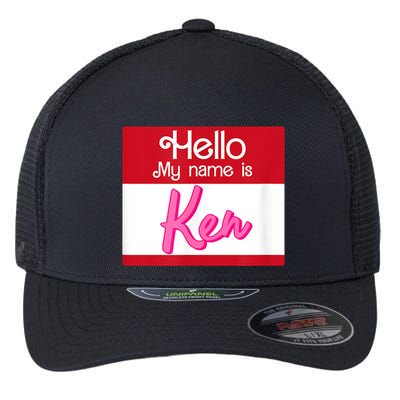 Hello My Name Is Ken Halloween Funny Name Tag Personalized Flexfit Unipanel Trucker Cap