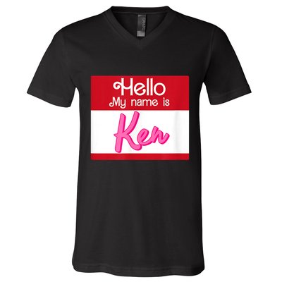 Hello My Name Is Ken Halloween Funny Name Tag Personalized V-Neck T-Shirt