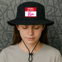 Hello My Name Is Ken Halloween Funny Name Tag Personalized Bucket Hat