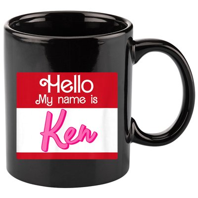 Hello My Name Is Ken Halloween Funny Name Tag Personalized 11oz C Handle Ceramic Mug