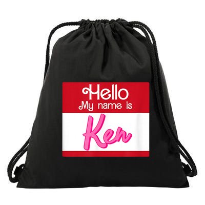Hello My Name Is Ken Halloween Funny Name Tag Personalized Drawstring Bag