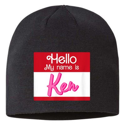 Hello My Name Is Ken Halloween Funny Name Tag Personalized Sustainable Beanie