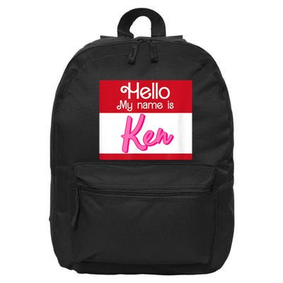 Hello My Name Is Ken Halloween Funny Name Tag Personalized 16 in Basic Backpack