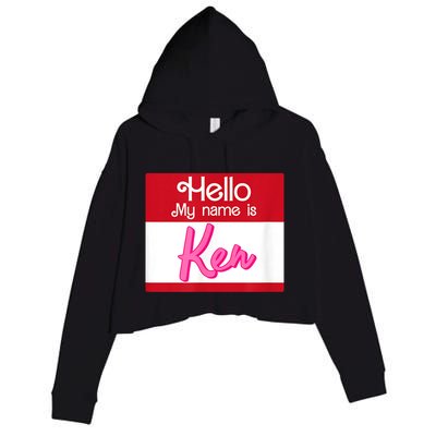 Hello My Name Is Ken Halloween Funny Name Tag Personalized Crop Fleece Hoodie