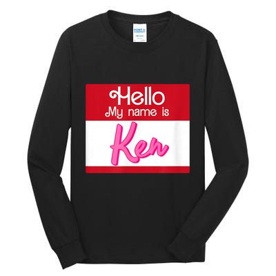 Hello My Name Is Ken Halloween Funny Name Tag Personalized Tall Long Sleeve T-Shirt